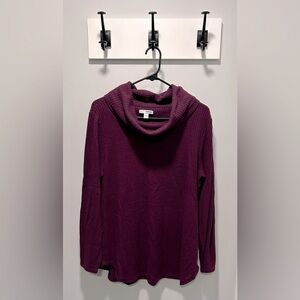 L Purple Cowl Neck Sweater